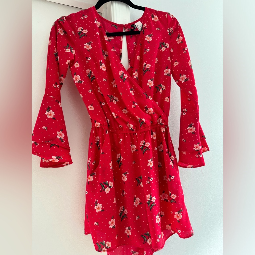 H&M Red Floral Romper (4)